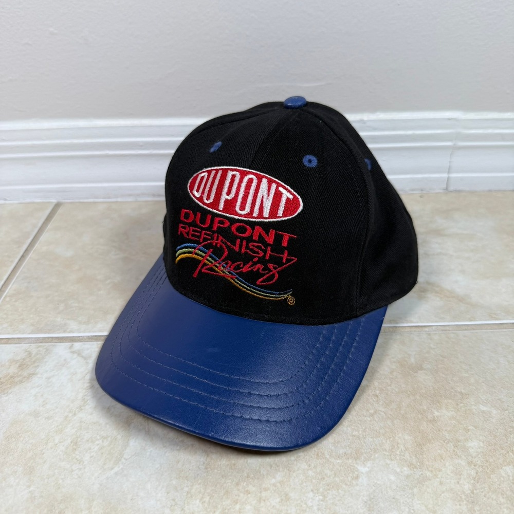 DuPont Refinish Racing Leather Brim Jeff Gordon Jeff Hamilton Hat Black Blue